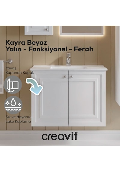 Creavit Kayra Lavabo Dolabı Kapaklı 80cm Mat Beyaz Creavit Kayra Lavabo Dolabı Kapaklı 80cm Mat Beyaz