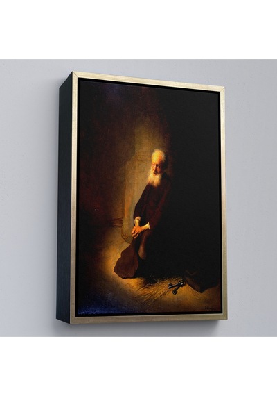 Çerçeveli Rembrandt Van Rijn - Hapishanedeki Havari Aziz Peter Diz Çökmüş Tablo-7410