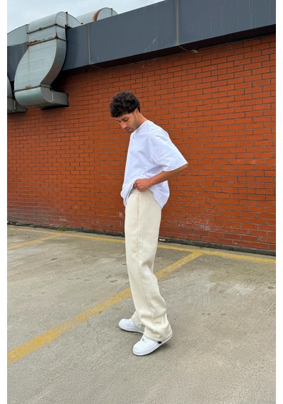 Flaw Ayarlanabilir Paça Basic Baggy Eşofman Altı Bej Bej