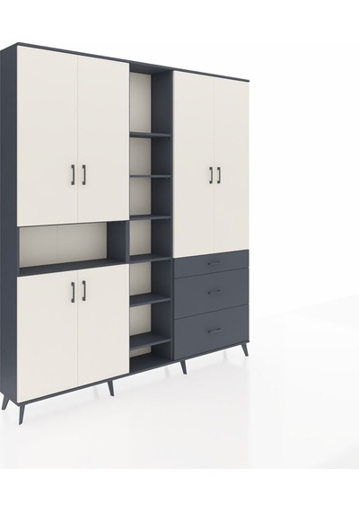 Arges Dolap 13 Raflı 3 Çekmeceli 6 Kapaklı 220x30x243 Antrasit-aytaşı/antrasit Aytası/antrasıt Arges Dolap 13 Raflı 3 Çekmeceli 6 Kapaklı 220x30x243 Antrasit-aytaşı/antrasit Aytası/antrasıt
