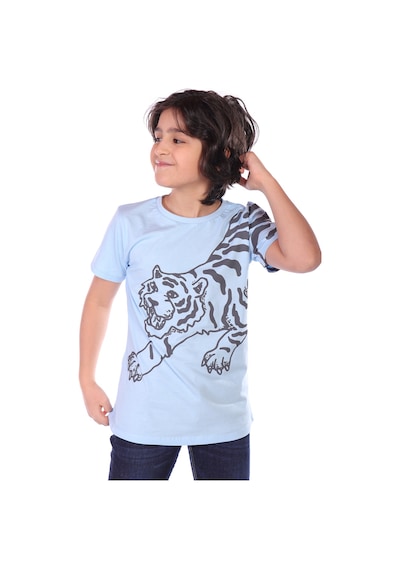 Toontoy Kids Toontoy Erkek Çocuk Kaplan Baskılı Tişört Mavi