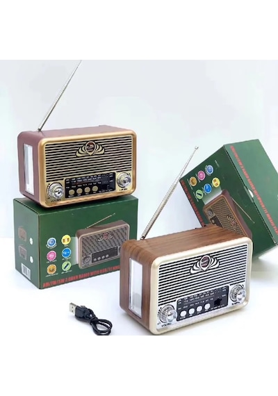 Nns NS-6675 USB - TF Kart - FM Retro Fenerli Bluetooth Hoparlör Portatif Radyo