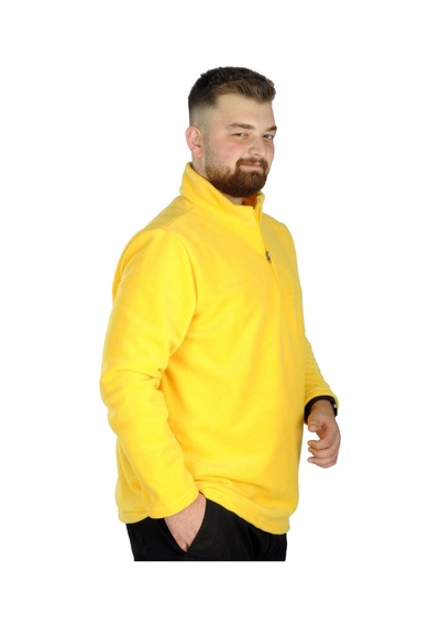 Mode Xl Erkek Sweat Polo Yaka Yarım Fermuarlı Polar 22548 Sarı 001