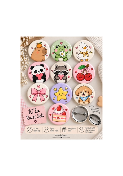 Minikutunuz 10 Lu Kawaii Sevimli Hayvanlar İğneli Yaka Rozeti Seti 44 Mm Capybara, Panda, Kurbağa, Ördek, Çanta Aksesuarı Diğer Minikutunuz 10 Lu Kawaii Sevimli Hayvanlar İğneli Yaka Rozeti Seti 44 Mm Capybara, Panda, Kurbağa, Ördek, Çanta Aksesuarı Diğer
