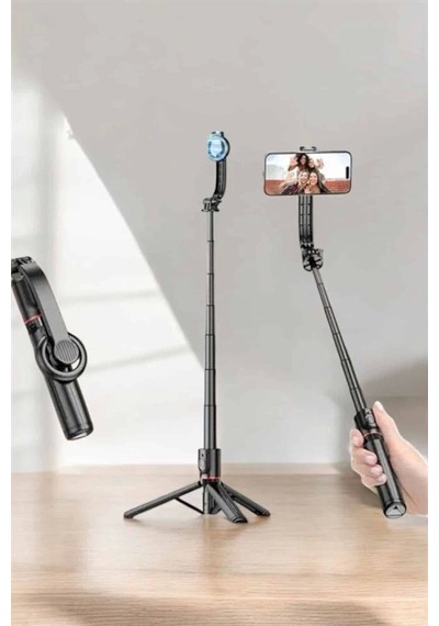 Kumandalı Tripod Telefon Tutucu Selfie Çubuğu 360 Derece Dönebilen