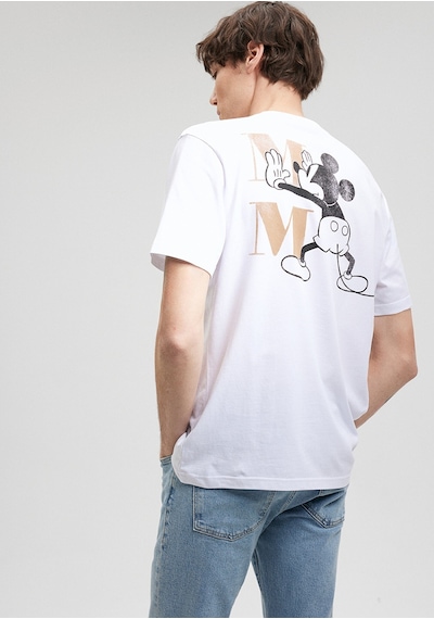 Mavi - Mickey Mouse Baskılı Beyaz Tişört 0611979-620 Beyaz