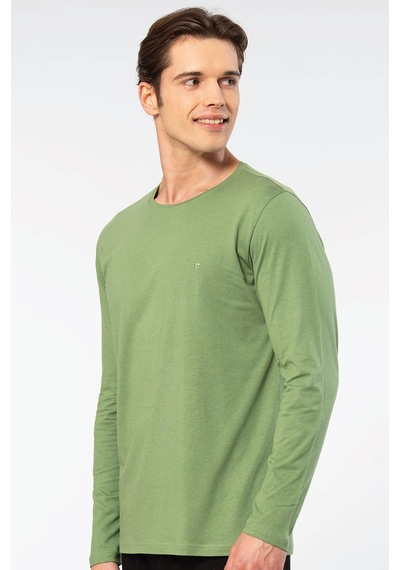 Cacharel Erkek Modal Pamuk Bisiklet Yaka T-shirt 2242/yeşil Yeşil