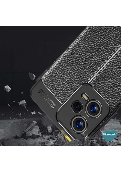 Xiaomi Redmi Note 12 İçin Kılıf Deri Dokulu Silikon Siyah Redmi Note 12 İle Uyumlu Kılıf - Siyah