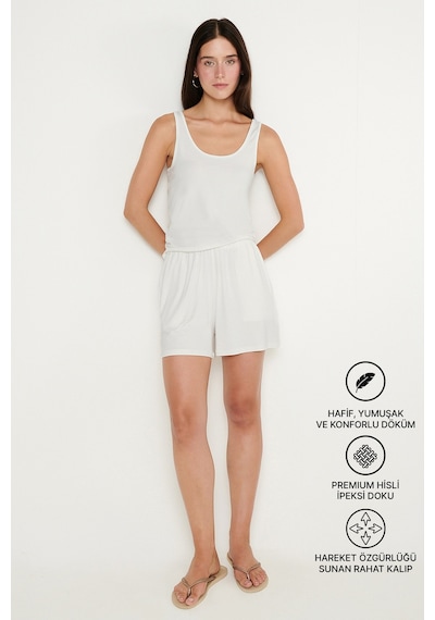 AC&Co / Altınyıldız Classics Kadın Beyaz Yumuşak Dokulu Nefes Alabilen Rahat Slim Fit Bisiklet Yaka Esnek Örme Atlet