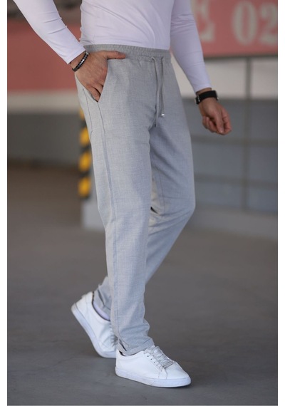 Bürke Erkek Gri Renk Beli Lastikli Bağcıklı Esnek Fitted Jogger Pantolon Kumaş Pantolon Bürke Erkek Gri Renk Beli Lastikli Bağcıklı Esnek Fitted Jogger Pantolon Kumaş Pantolon