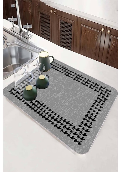 Gri Kazayağı Microfiber Bulaşık Kurutma Kurulama Matı Mm005