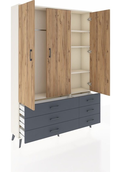Arges Dolap 5 Raflı 6 Çekmeceli Tek Askılı 132x30x195 Aytaşı-çam/antrasit Atlas Çam/antrasıt Arges Dolap 5 Raflı 6 Çekmeceli Tek Askılı 132x30x195 Aytaşı-çam/antrasit Atlas Çam/antrasıt