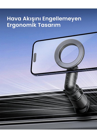 Ugreen Magsafe Uyumlu Manyetik Araç İçi Telefon Tutucu, Havalandırma Klipsli, 360 Dönebilen, 65185