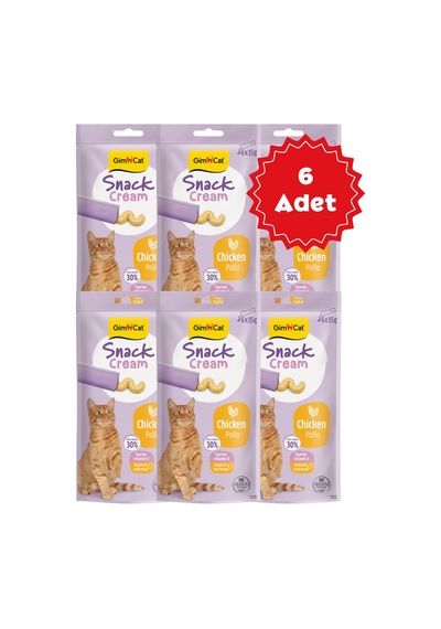 Gimcat Snack Cream Tavuklu Kedi Ödülü 6x15gr 6 Adet
