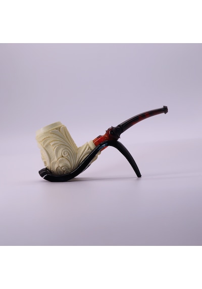 El Oyması Lületaşı Deve Figürlü Geleneksel Motifli Pipo Hediyelik %100 Blok Meerschaum Tasarım