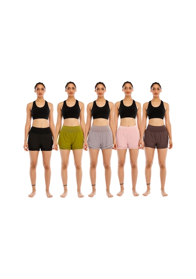 Wezone Kadınlar İçin 2 Si 1 Arada Nefes Alabilen Esnek Bel Spor Şortu, Koşu Ve Fitness İçin Hızlı Kuruma Özelliği Mor