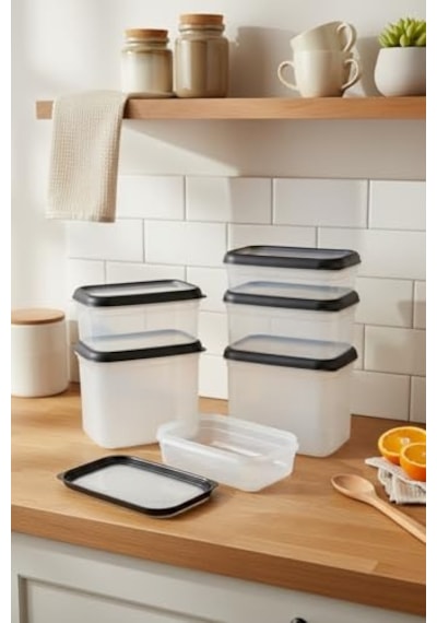 Hide Plus 6'li Saklama Kabı Siyah 2x 1,9lt - 2x 1 Lt - 2x 0,70 Lt Diğer