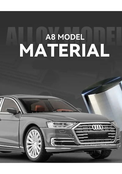 Scowetto Audi A8 Long Quattro Tarzı 1:24 Metal Araba Diecast Audı 6 Kapı Bagaj Kaput Koleksiyon Model Gri