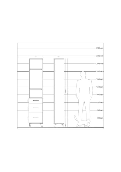 Arges Dolap 3 Raflı 3 Çekmeceli 44x30x221 Antrasit-çam Antrasit