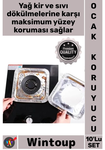 Folyo Isıya Dayanıklı Alüminyum Kare Yuvarlak Leke Tutmaz Mutfak Seti Folyo Ocak Koruyucusu 10'lu