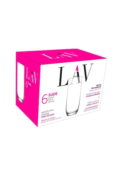 Lav Sude Cam Meşrubat Bardağı 6'lı 315 ml (Limonata Bardağı )