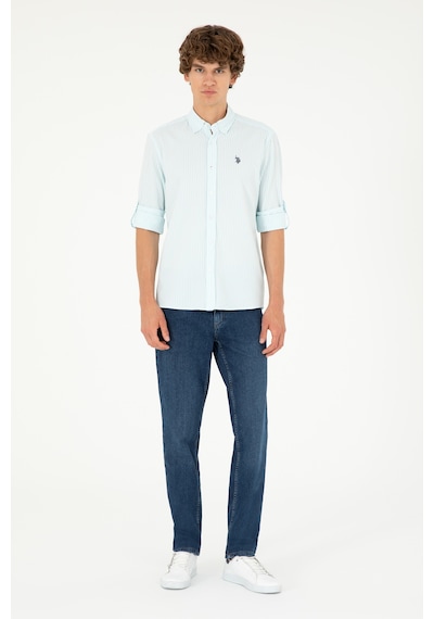 U.S. Polo Assn. Erkek Su Yeşili Çizgili Gömlek 50288675-VR083 U.S. Polo Assn. Erkek Su Yeşili Çizgili Gömlek 50288675-VR083