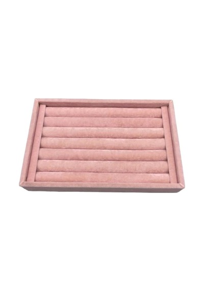 Yerli Üretim Küçük Boy Süet Kumaş Pembe Renk 22,5/14,5 Cm Rulo Çekmece Içi Yüzük Standı Çok Renkli