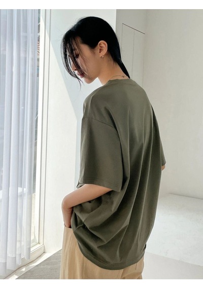 Flood Of Style Kadın Haki Çiçek Baskılı Oversize Bisiklet Yaka Tshirt