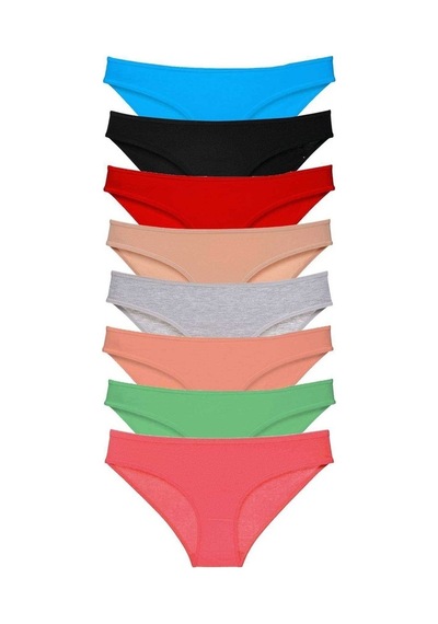 Kadın 8 Adet Süper Eko Set Likralı Kadın Slip Külot Set 4 Çok Renkli