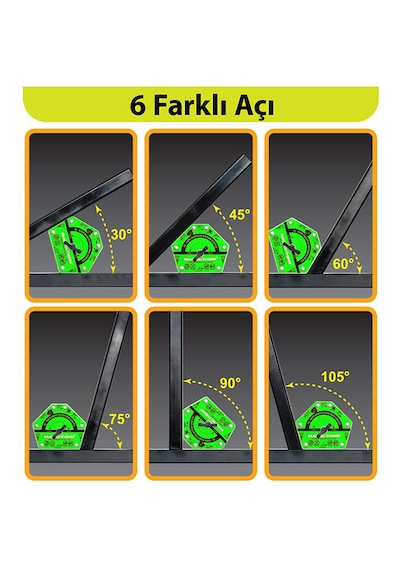 Magnethink Manyetik Kaynak Gönyesi Güçlü Mıknatıslı Aç Kapa Özellikli 6 Açılı Kolay Temizlenebilen Yeşil 1 Adet