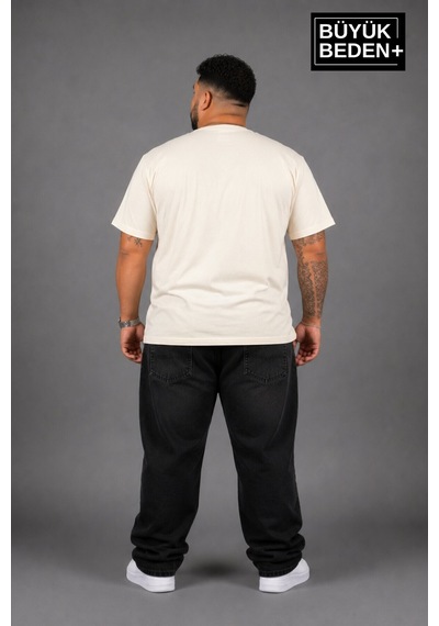 Superlife Süperlife Büyük Beden Erkek V Yaka Pamuklu Basic Tişört Lacivert 3xl-6xl Spr26bts509 Ekru
