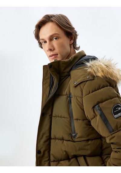 Koton Şişme Mont Suni Kürklü Kapşonlu Etiket Detaylı Slim Fit Fermuarlı Yeşil 5wam00006hw Yeşil Koton Şişme Mont Suni Kürklü Kapşonlu Etiket Detaylı Slim Fit Fermuarlı Yeşil 5wam00006hw Yeşil