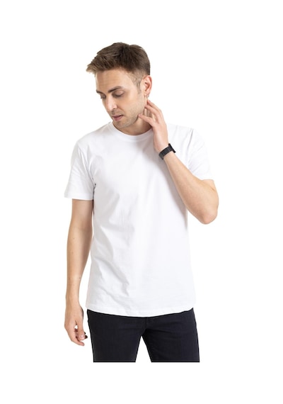Erkek Yuvarlak Yaka %100 Pamuklu Yüksek Kalite Regular Kalıp Düz Basic T-shirt 212 - L Bordo