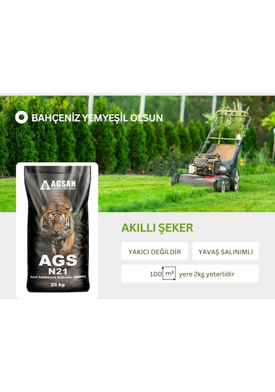 Çim Gübresi - Akıllı Şeker N21 Azot İnhibitörlü Gübre Dmpp 25 Kg