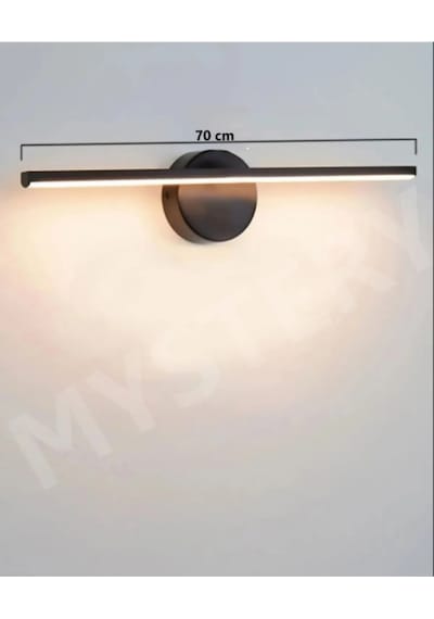 Siyah Banyo Duvar Ayna Tablo Koridor Cafe Hotel Aydınlatması Led Flüt Aplik Günışığı 70 Cm Pilli Siyah
