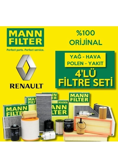 Renault Clio 4 1.5 Dci Mann-Filter Filtre Bakım Seti 2012-2016 (495585069)