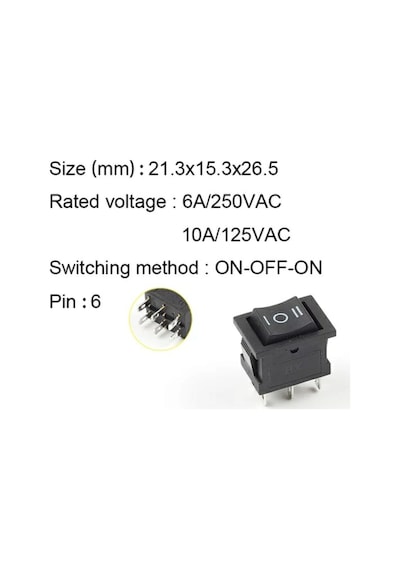 Ic-123-6 Mini Işıksız Anahtar On-Off-On 6P 6 Bacaklı 1 Adet