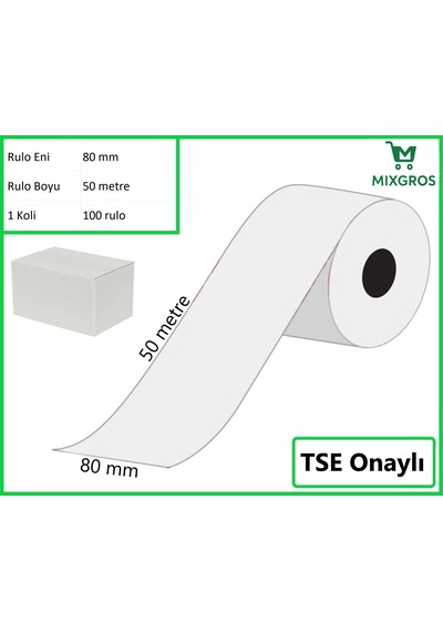 80x50 Metre Termal Yazarkasa Ve Adisyon Rulosu 100 Adet
