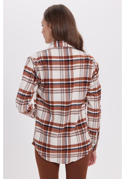 Tudors Kadın Oversize Geniş Kalıp Oduncu Ekose Gömlek-42159 Çok Renkli