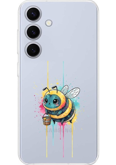 Samsung Galaxy S25 Fe İle Uyumlu Splash Arı Tasarımlı Şeffaf Silikon Kılıf Şeffaf