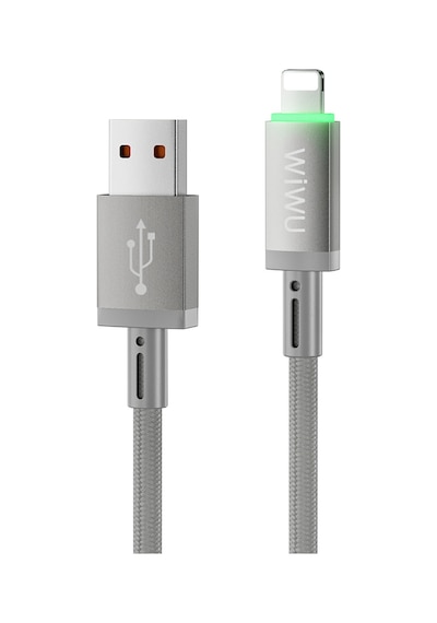 Wiwu Wi-c081 Maglink Serisi Işıklı Magnetik Usb-a To Lightning Işıklı Data Ve Şarj Kablosu 1m Gri