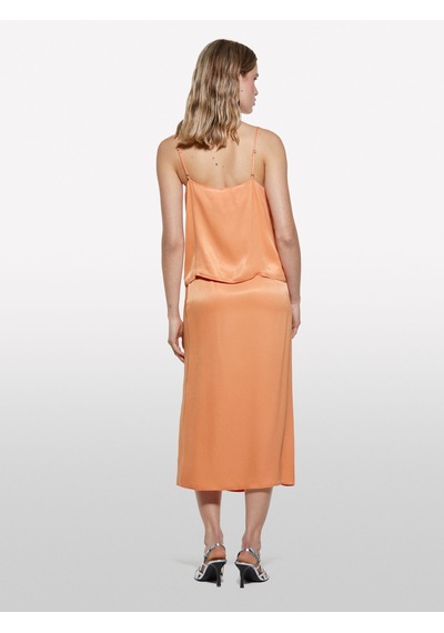 Sisley %100 Viskoz Saten Degaje Yaka Askılı Üst Kadın Turuncu Bluz - 325p52bzlh01n