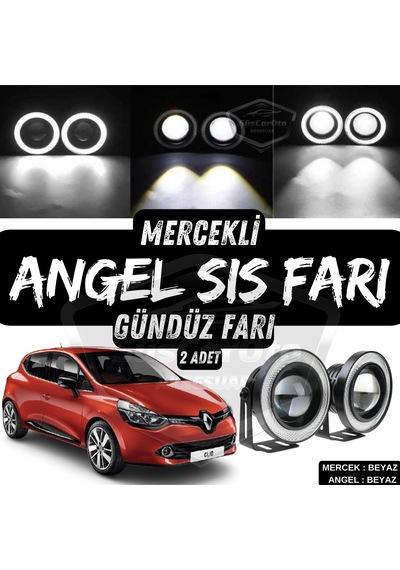 Renault Clio 4 2012-2020 Uyumlu Üniversal Mercekli Angel Sis Farı Metal Su Geçirmez 76 Mm Be Halkalı Gündüz Farı Sis Farı 56201957