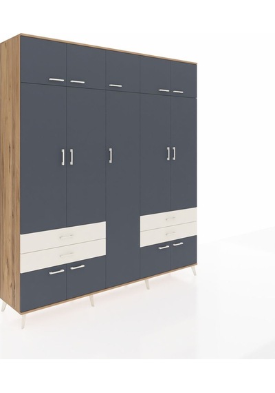Hyperion Dolap 12 Raflı 4 Çekmeceli 2 Askılı 220x44x243 Çam-antrasit/aytaşı Antrasıt/aytası Hyperion Dolap 12 Raflı 4 Çekmeceli 2 Askılı 220x44x243 Çam-antrasit/aytaşı Antrasıt/aytası