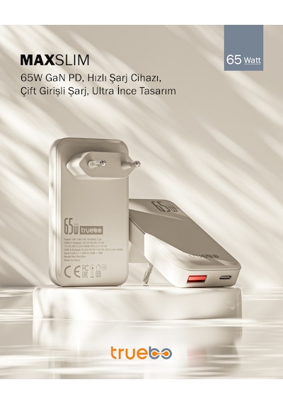 Truebo MaxSlim 65W GaN Şarj Aleti
