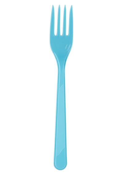 Plastik Turkuaz Renkli Lüx Parti Doğum Günü Çatal - 18 Cm. - 25 Adetlik Paket Turkuaz
