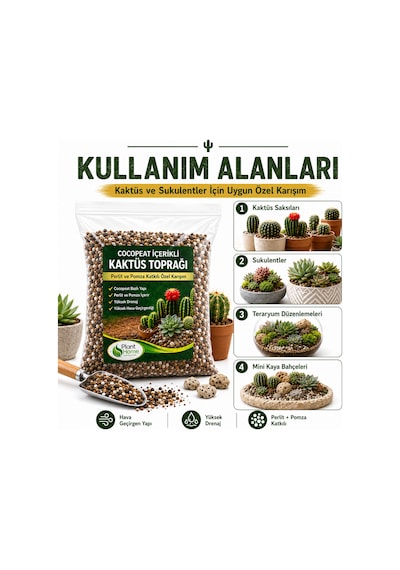 Kaktüs Toprağı Cocopeat Perlit Ve Pomza Katkılı Özel Karışım 5 Litre
