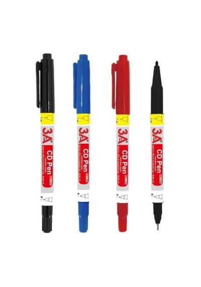 3a Asetat Kalemi Çift Taraflı S-m Kırmızı 12'li Paket Kırmızı