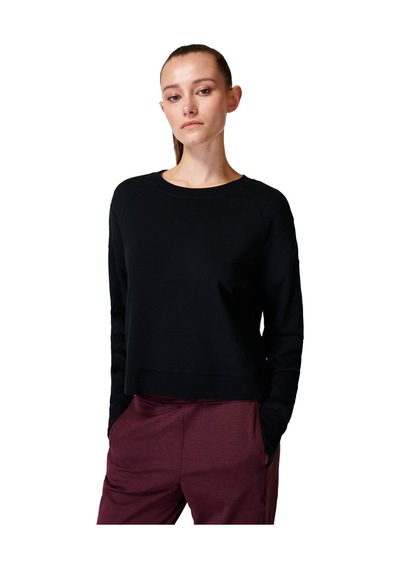 Sweaty Betty After Class Crop Sweatshirt Blk Siyah