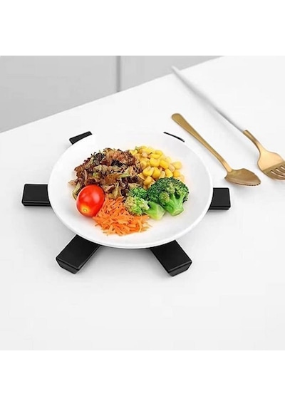 4 Adet Isıya Dayanıklı Pratik Katlanabilir Nihale Modern Nihale Kaymaz Tencere Altlığı M-021 Silik Diğer